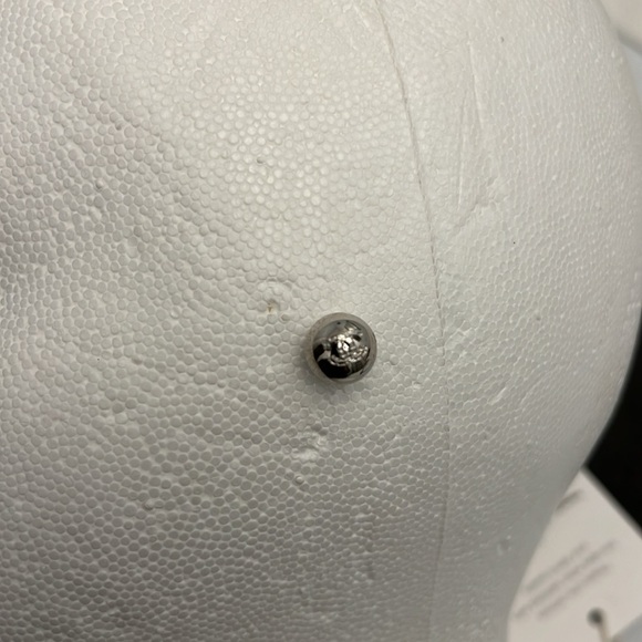 Authentic Chanel silver ball earrings with Chanel logo. - Picture 9 of 11